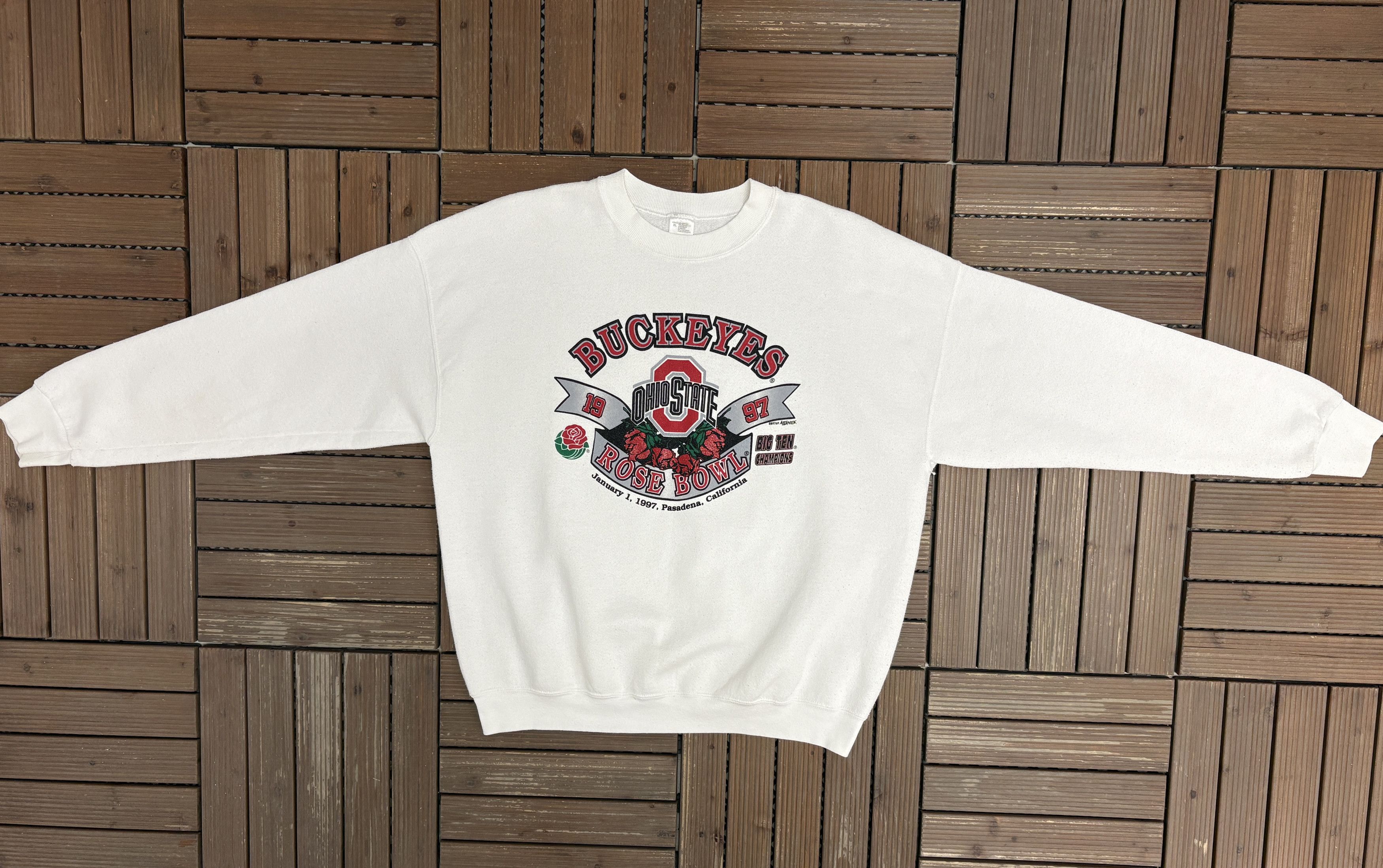 Vintage Ohio State Buckeyes Rose Bowl 1997 Vintage White Crewneck Size US XL / EU 56 / 4 - 5 Thumbnail