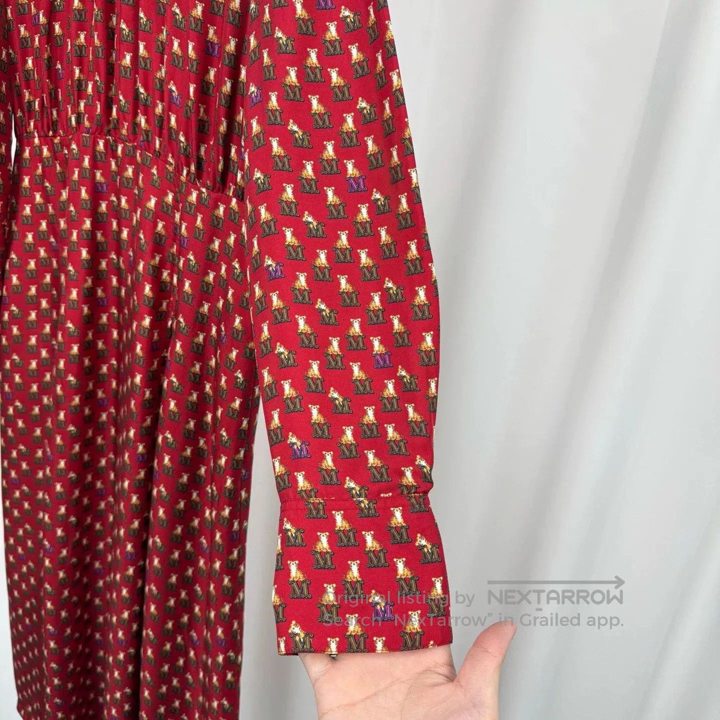 Max Mara Maxmara All-Over Logo Silk Dress. Size M / US 6-8 / IT 42-44 - 4 Thumbnail