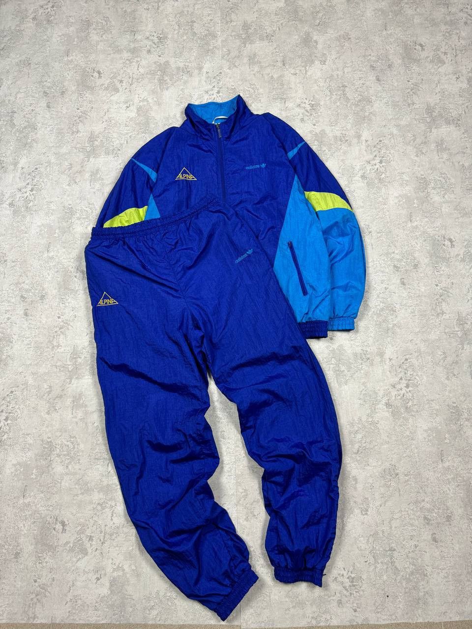 Adidas Vintage 90's Adidas ALPINA Full Tracksuit Nylon Blue Size US M / EU 48-50 / 2 - 1 Thumbnail