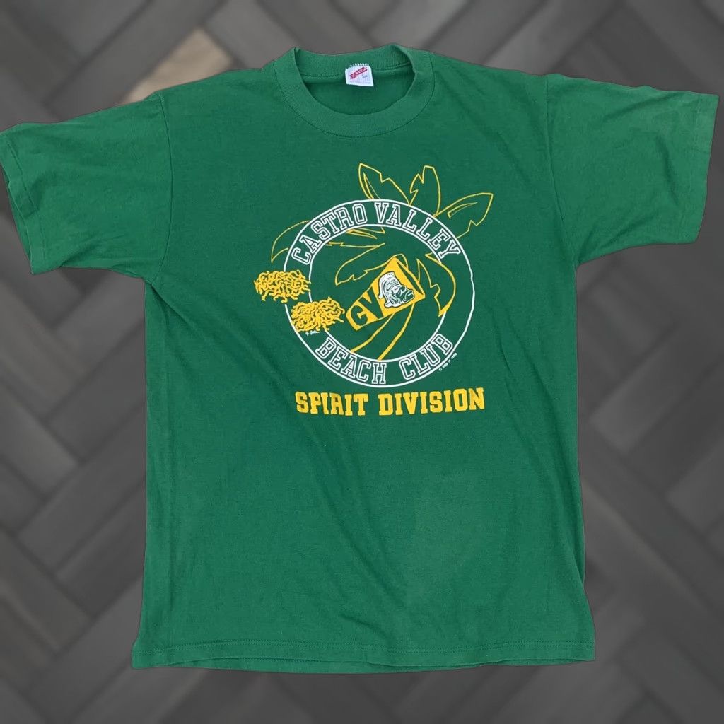 Jerzees VINTAGE Jerzees T-Shirt Men L Green 80s Beach Club Spirit Division Castro Valley 1988 Retro California Size US L / EU 52-54 / 3 - 1 Thumbnail