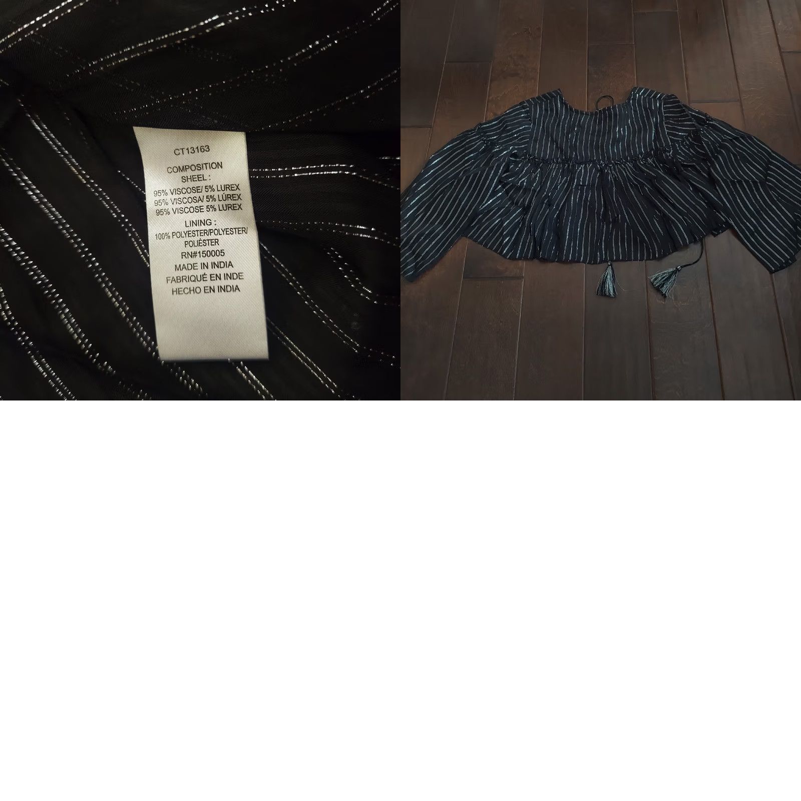Vintage NSR Women's Black/White Stripe Blouse W/ Tassel - Size M - NWT Size M / US 6-8 / IT 42-44 - 10 Thumbnail
