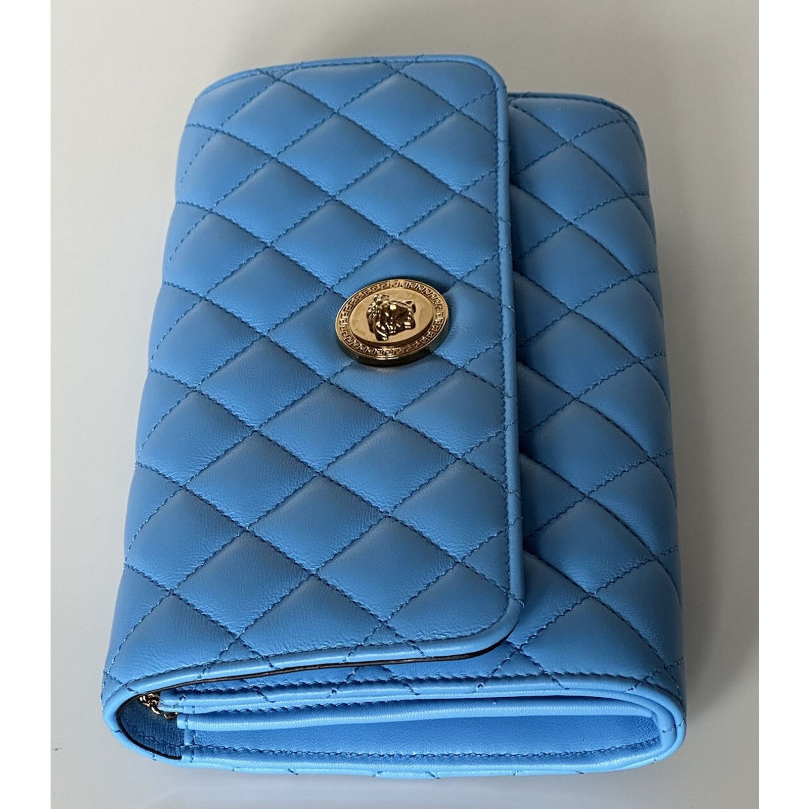 Versace Versace Evening Quilted Leather Blue Shoulder Bag DBSI159S Size ONE SIZE - 4 Thumbnail