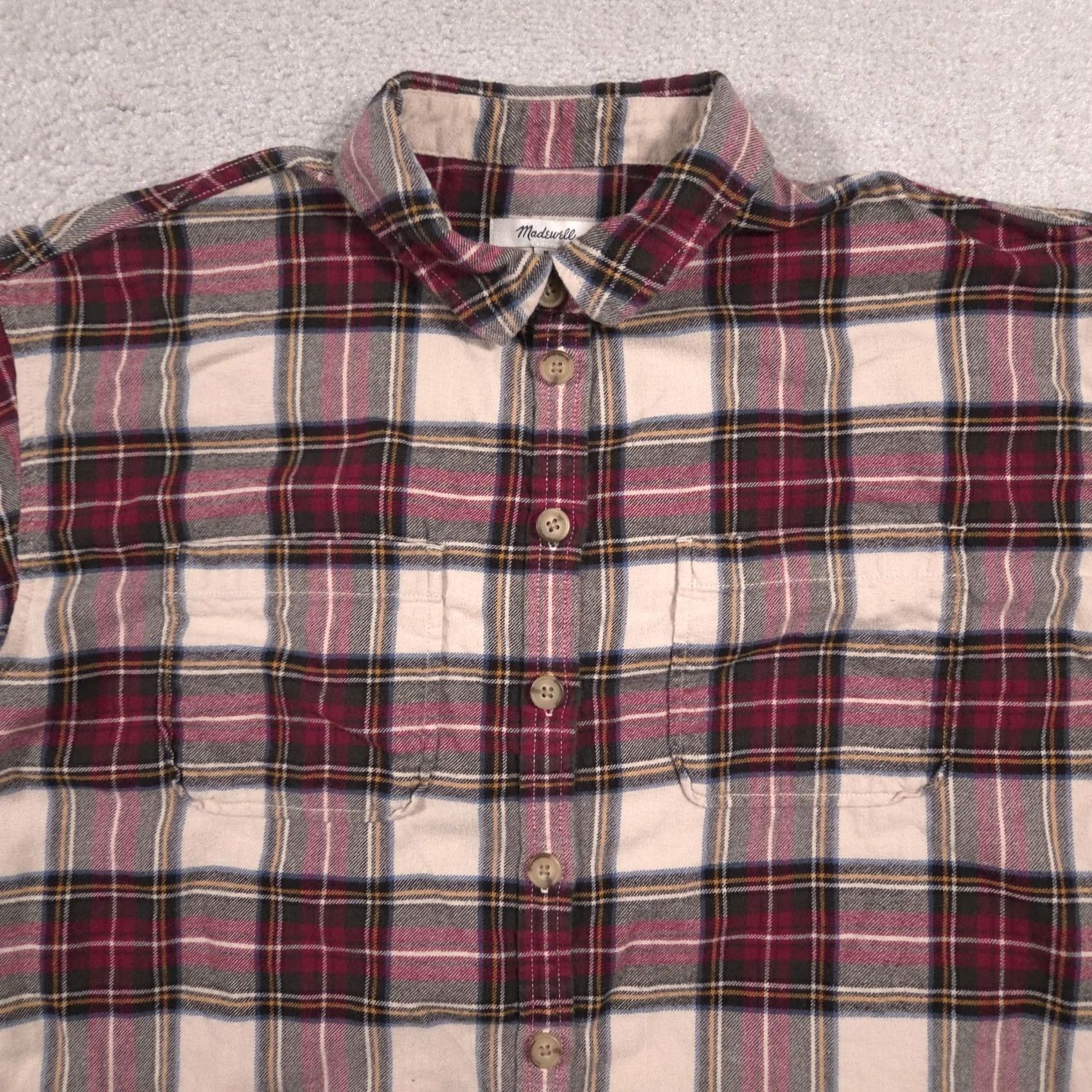 Madewell Madewell Shirt Womens Medium Red Plaid Flannel Button Front Long Sleeve Top Size M / US 6-8 / IT 42-44 - 3 Thumbnail