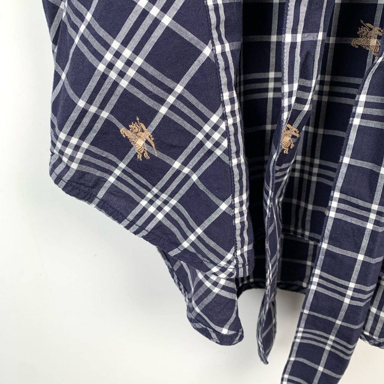 Burberry [Burberry] Equestrian Knight Check Navy Blue Long-Sleeve Shi Size XS / US 0-2 / IT 36-38 - 4 Thumbnail