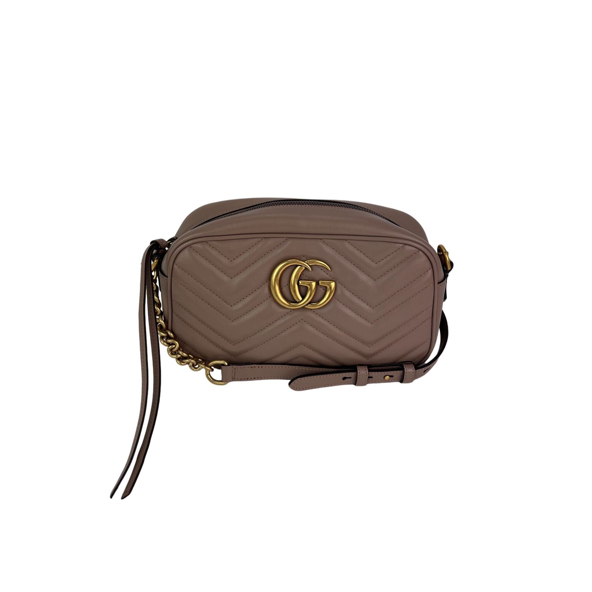 Gucci Gucci GG Marmont Small Chain Beige Matelasse Leather Crossbo Size ONE SIZE - 1 Thumbnail