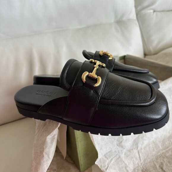 Gucci NEW GUCCI HORSEBIT MULE BLACK CHUNKY LEATHER OPEN BACK LOAFE Size US 9.5 / EU 42-43 - 5 Thumbnail