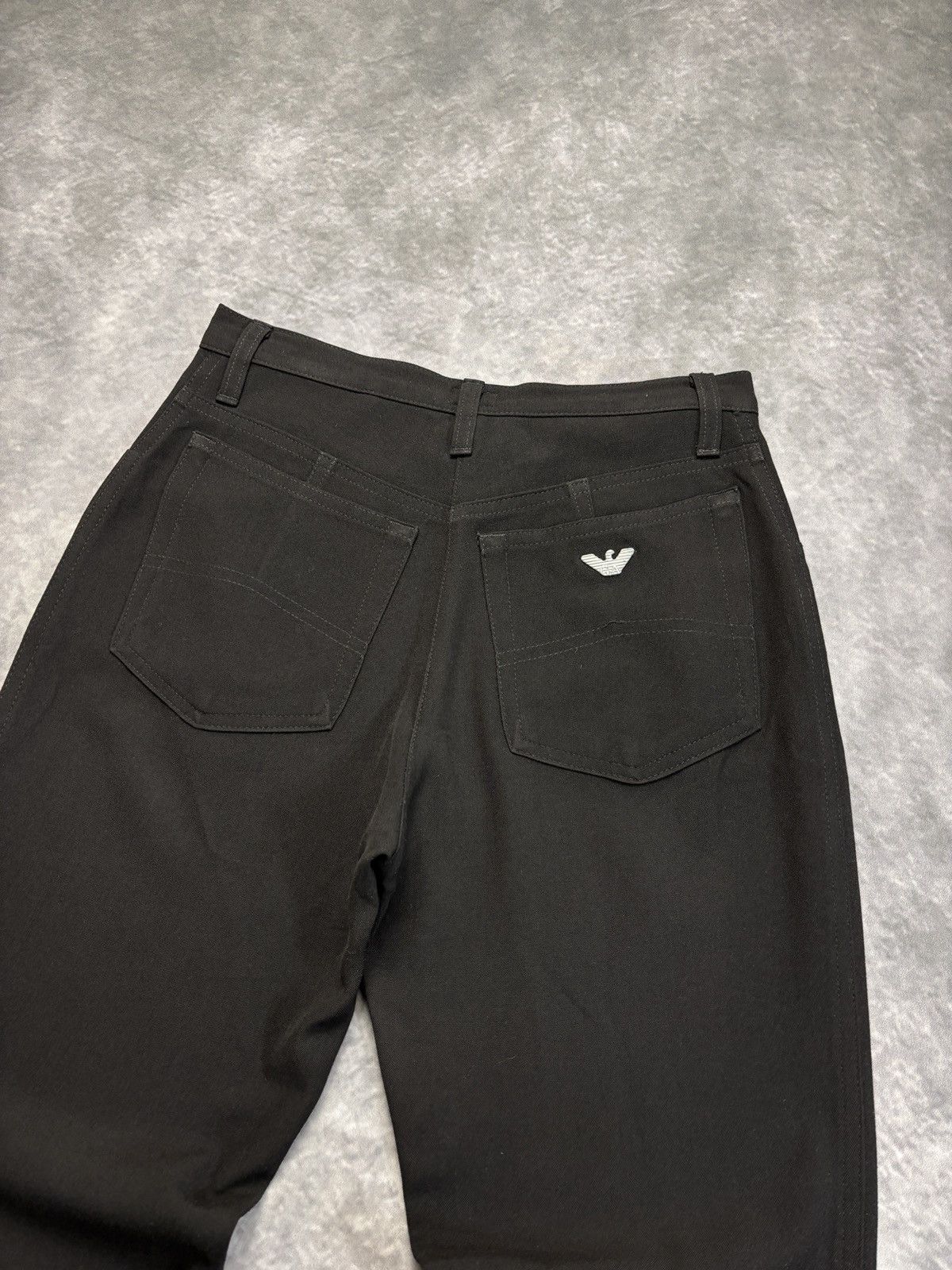 Emporio Armani × Giorgio Armani × Vintage Vintage Armani Jeans Black Trousers 1990s 2000s Wool Italy Size 26" / US 2 / IT 38 - 3 Thumbnail