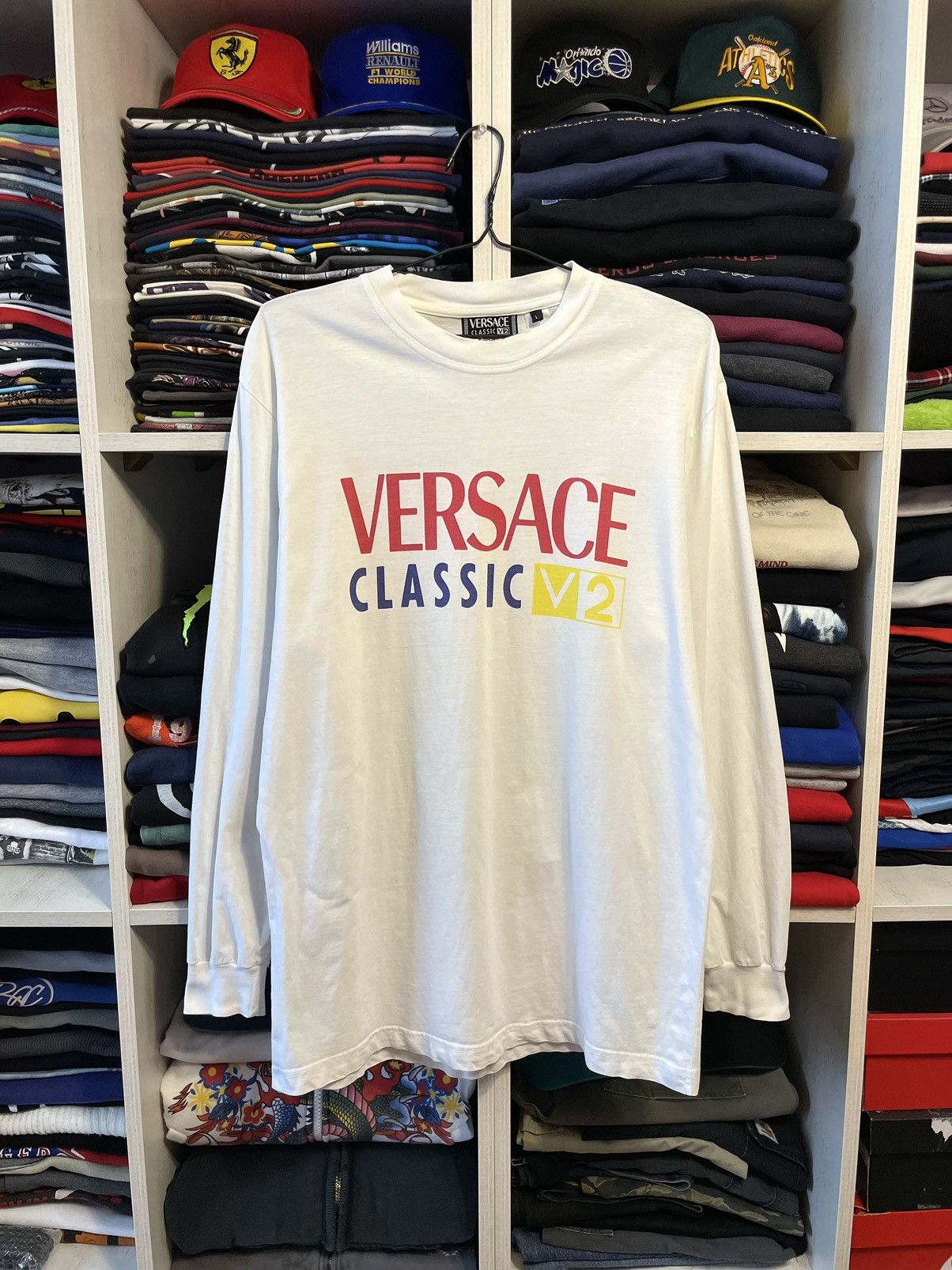 Vintage 90s Versace Classic V2 Big Logo Long Sleeve T-Shirt