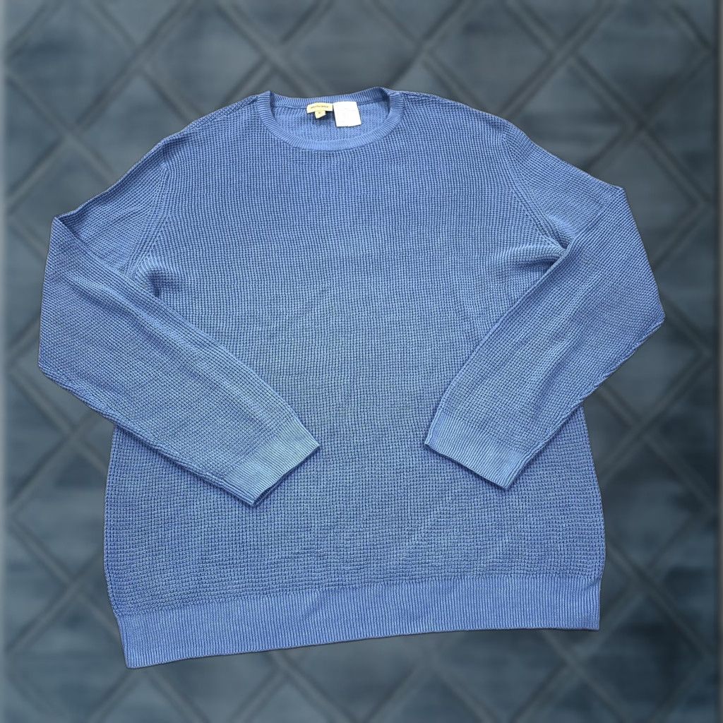 Vintage Adventuridge Sweater Pullover Mens XL Blue Waffle-Knit Crew Neck Lightweight Casual Fall Size US XL / EU 56 / 4 - 1 Thumbnail