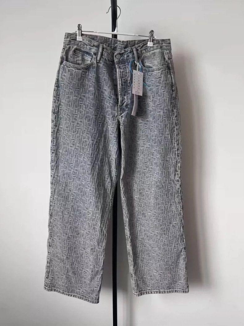 Acne Studios Light blue logo jacquard wide-leg jeans