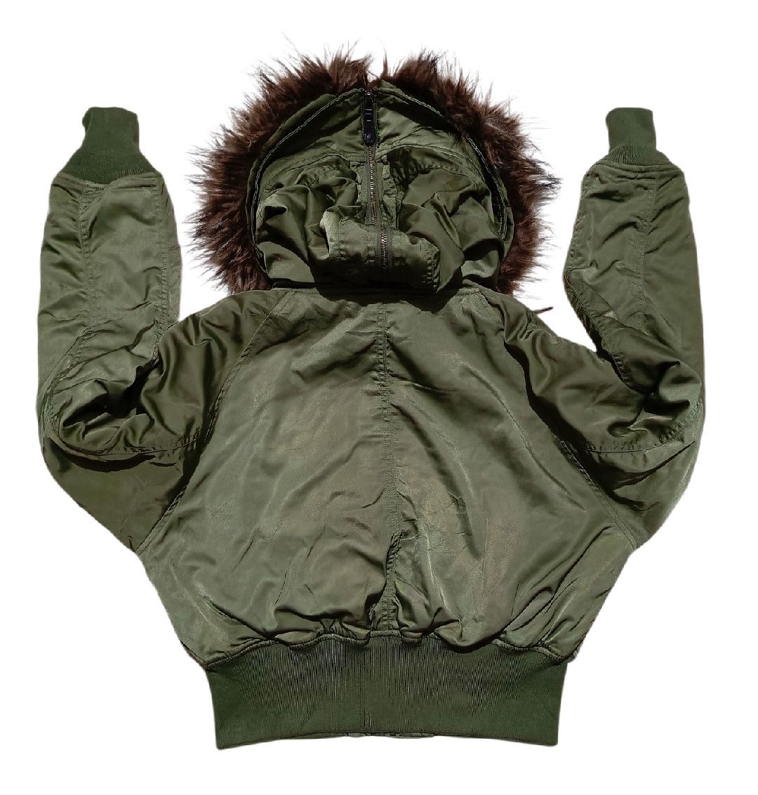 2000's Azul Cropped MA-1 Faux Fur Bomber Jacket