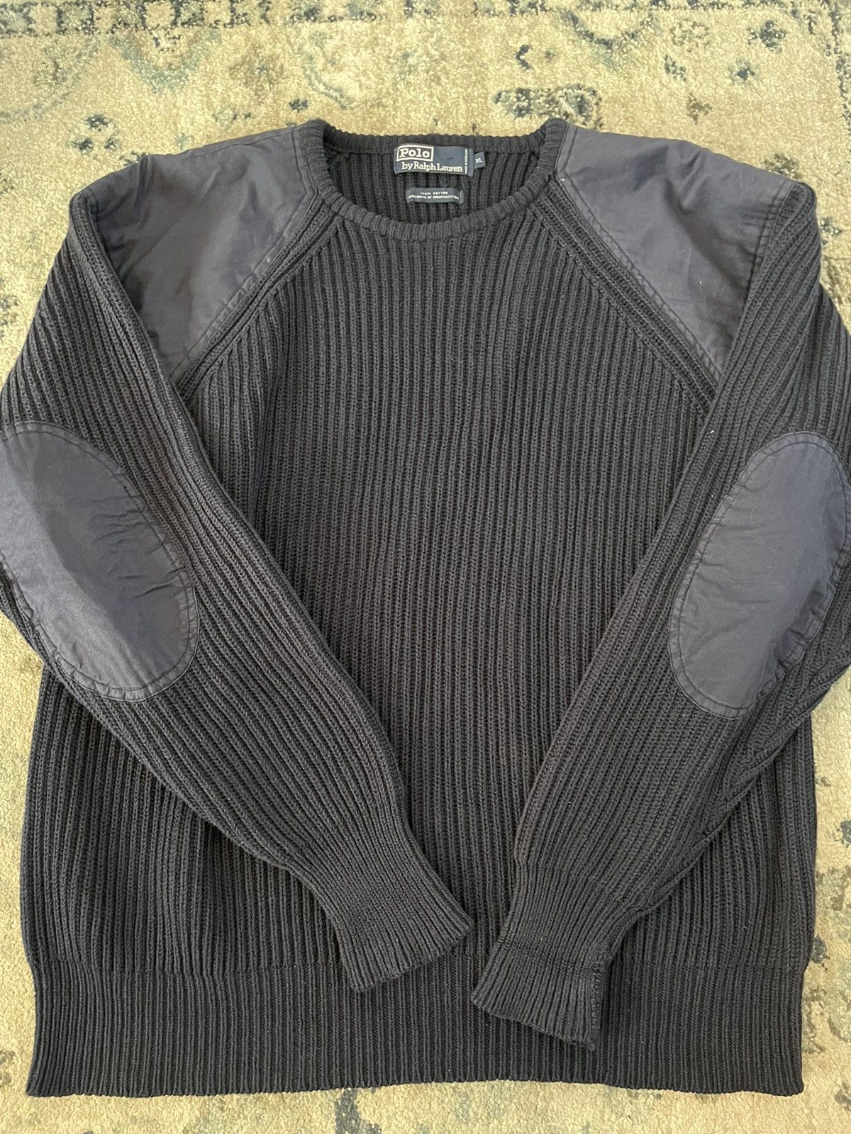 Polo Ralph Lauren × Vintage Patch Detail English Rib Cotton Sweater Size US XL / EU 56 / 4 - 1 Thumbnail