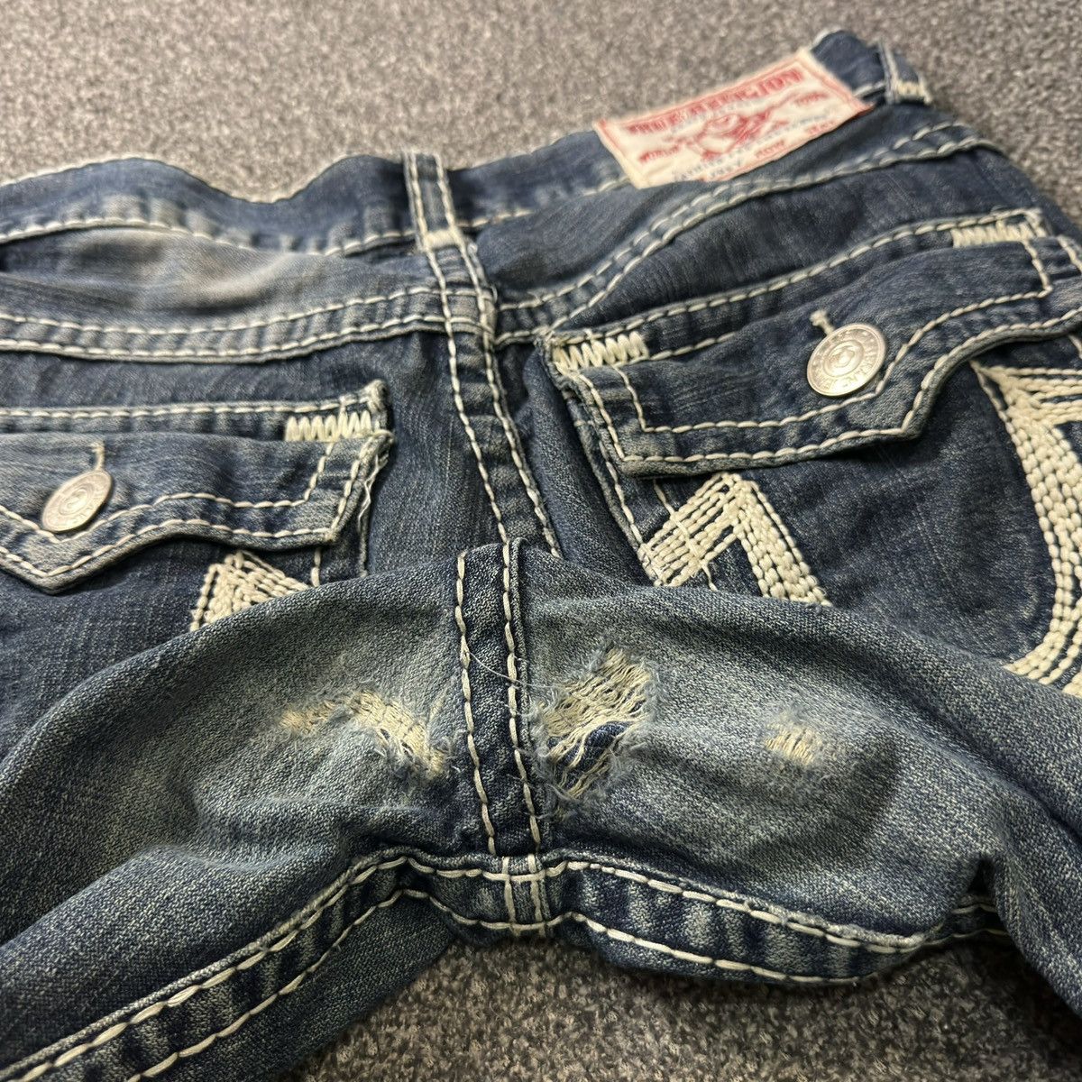 Hysteric Glamour Vintage Y2K True Religion Joey Whisker Distressed Denim Size US 32 / EU 48 - 12 Thumbnail