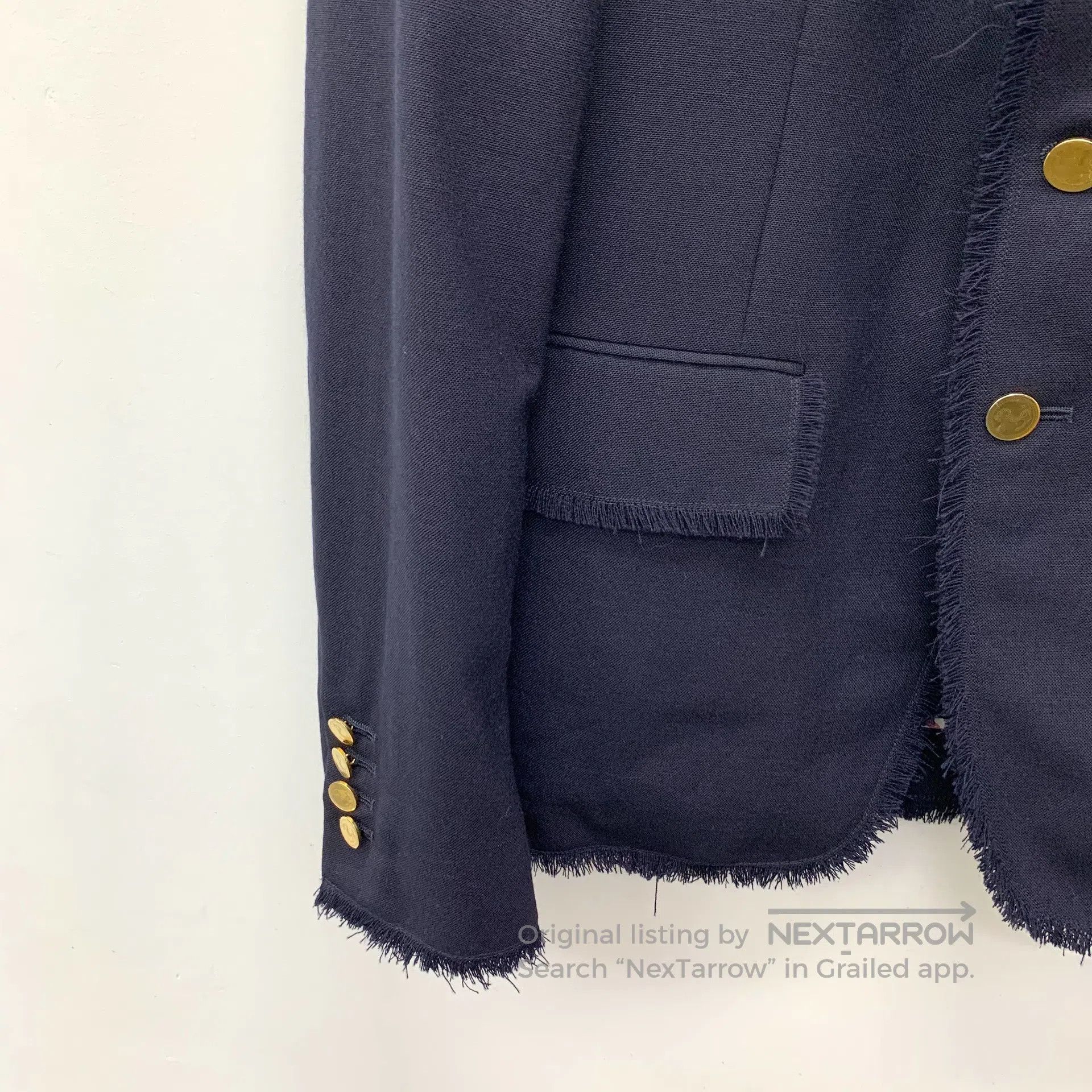 Thom Browne Thom Browne Dark blue classic four-stripe wool collar sing Size US M / EU 48-50 / 2 - 4 Thumbnail