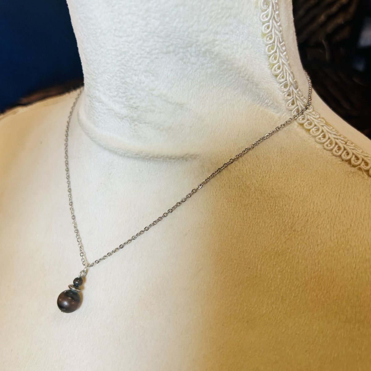 Vintage Handcrafted vintage metal beaded pendant on chain necklace Size ONE SIZE - 3 Thumbnail