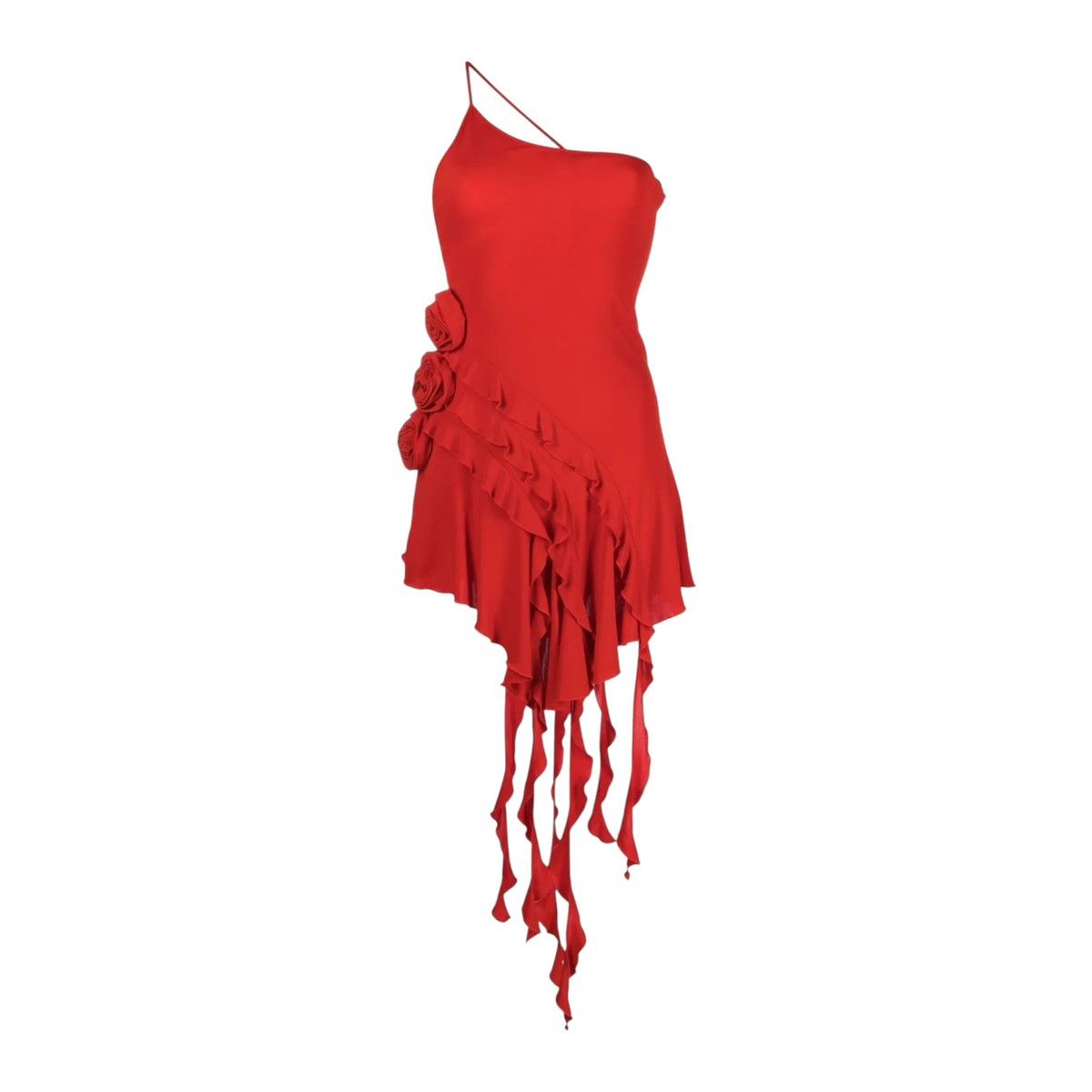 Blumarine Rose appliqué One shoulder ruffled dress Size XS / US 0-2 / IT 36-38 - 1 Thumbnail