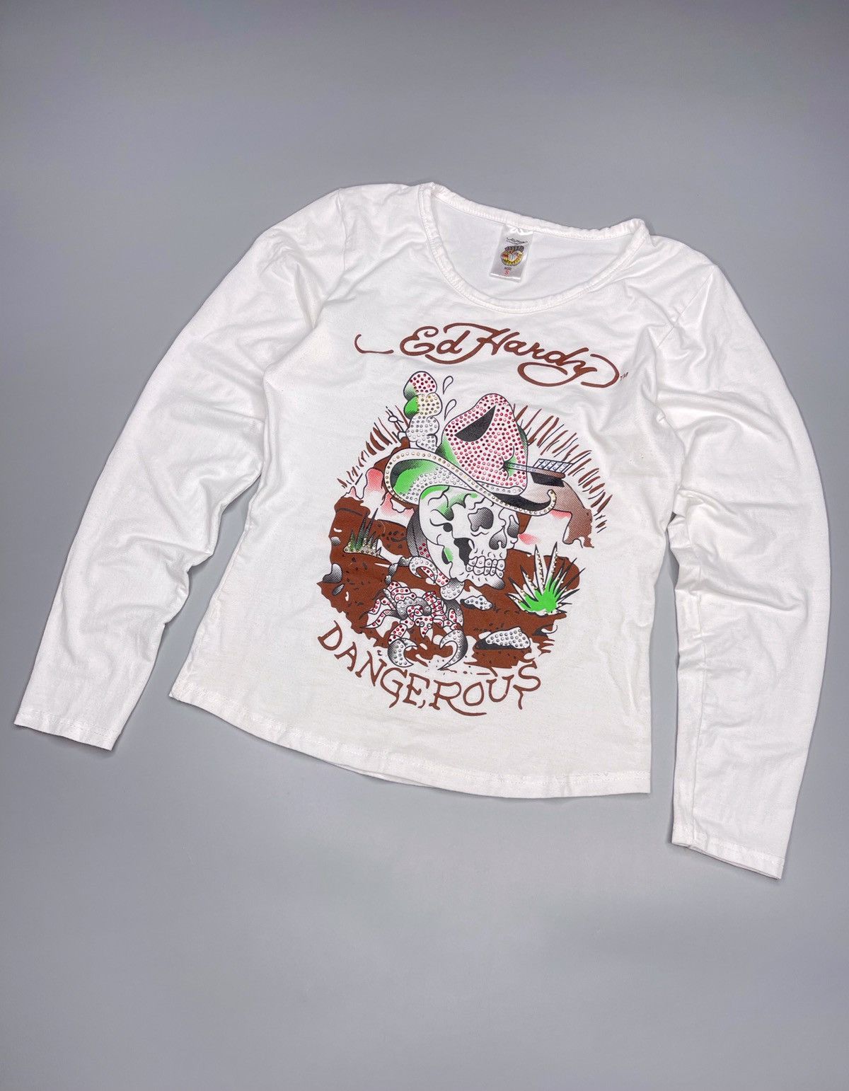 Ed Hardy × Vintage Rare Vintage Ed Hardy Y2k Dangerous Skull Long Sleeve Size S / US 4 / IT 40 - 1 Thumbnail