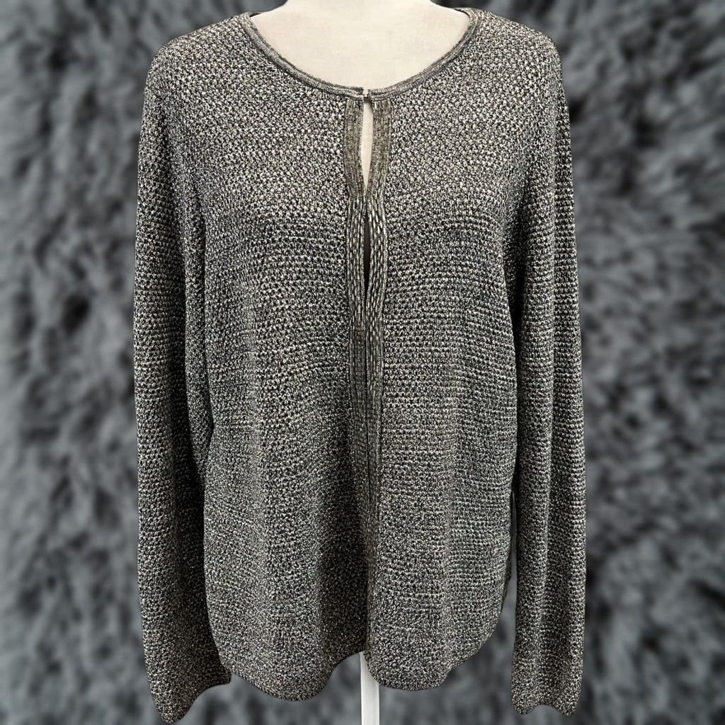 Charter Club Women’s Charter Club Knit Silver Cardigan Sweater 3X Plus Beaded Trim Stretch Size XXL / US 16-18 / IT 52-54 - 1 Thumbnail