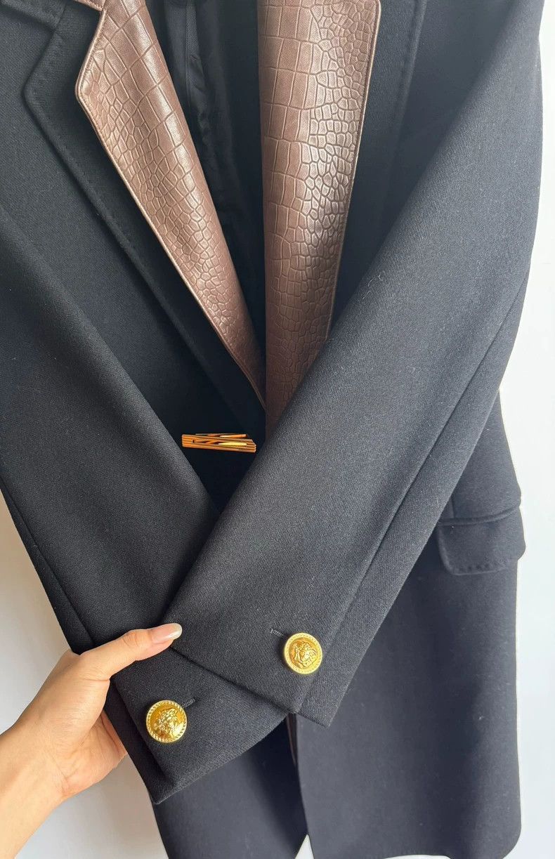 Versace Versace Double leather woolen coat coat Size M / US 6-8 / IT 42-44 - 5 Thumbnail