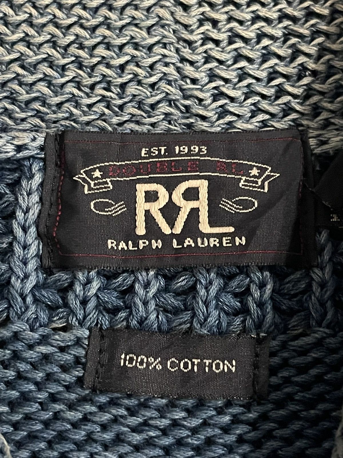 RRL Ralph Lauren RRL Double Ralph Lauren Indigo Cardigan Distressed Knit Size US L / EU 52-54 / 3 - 13 Thumbnail