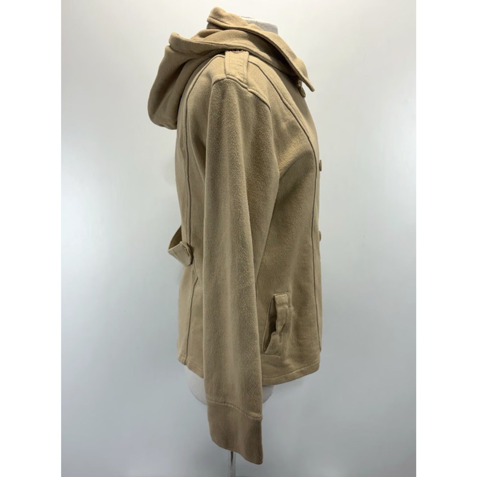 Doublet J Peterman Women M Tan Double Breasted Jacket Pea Coat Removable Hood Cotton Size M / US 6-8 / IT 42-44 - 4 Thumbnail