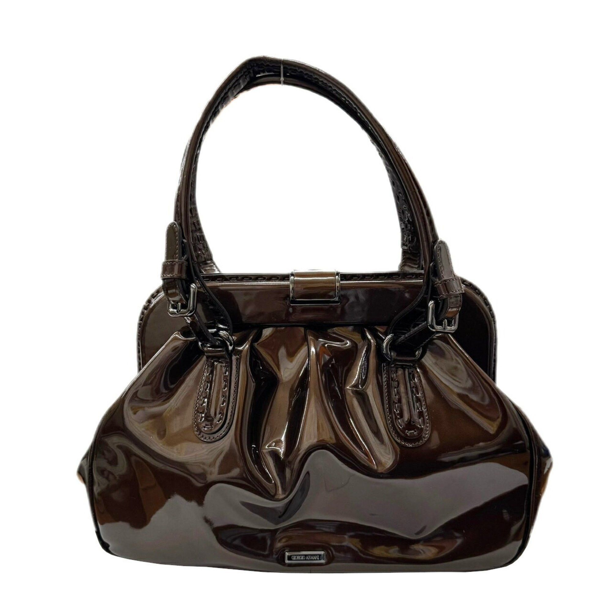 Giorgio Armani Giorgio Armani handbag enamel Gamaro brown patent ladies YGW559 Size ONE SIZE - 1 Thumbnail