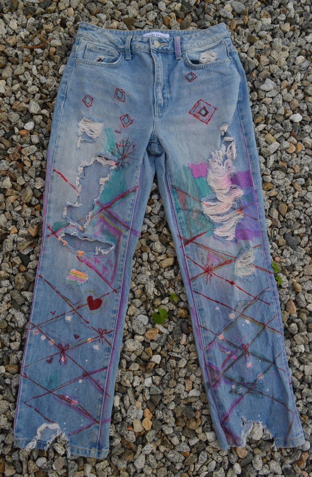 Handmade VINTAGE DENIM ART HANDPAINTED SIZE 26 Size 26" / US 2 / IT 38 - 5 Thumbnail