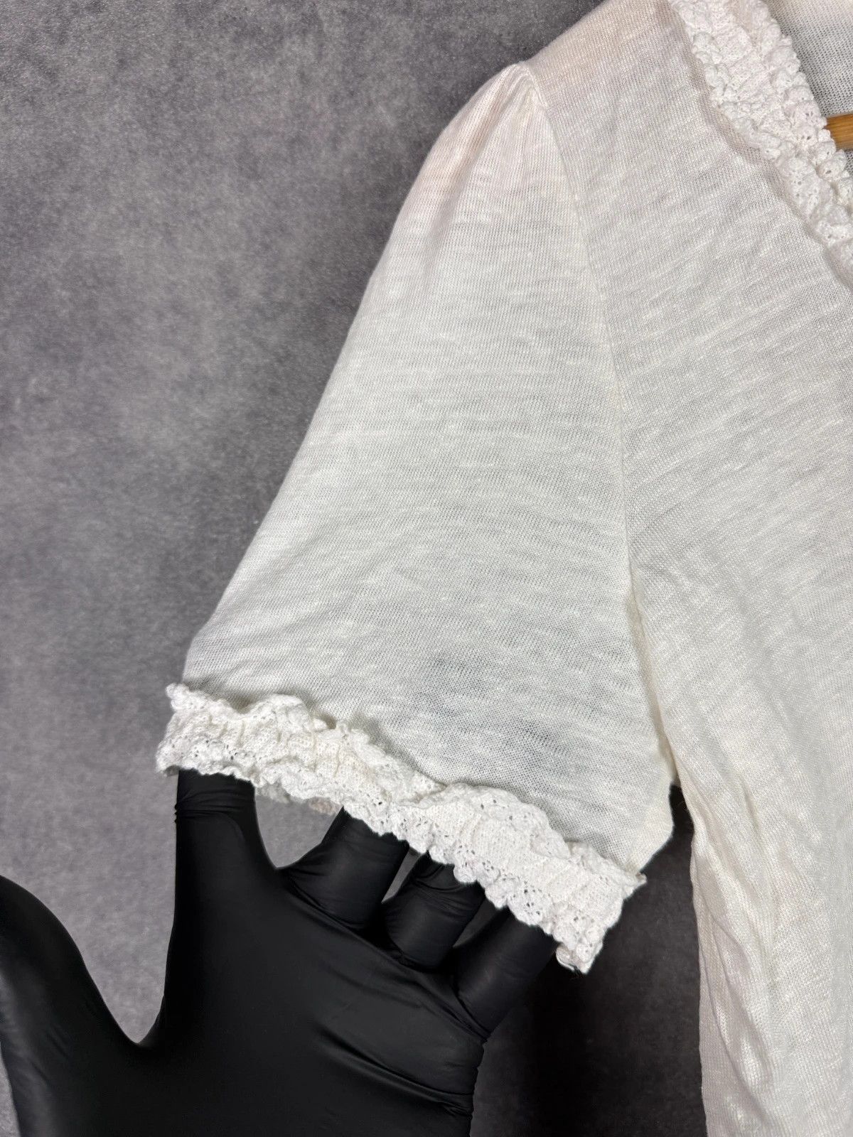 Vintage Claudie Pierlot Paris Linen Blouse Cream Lace Size S / US 4 / IT 40 - 4 Thumbnail