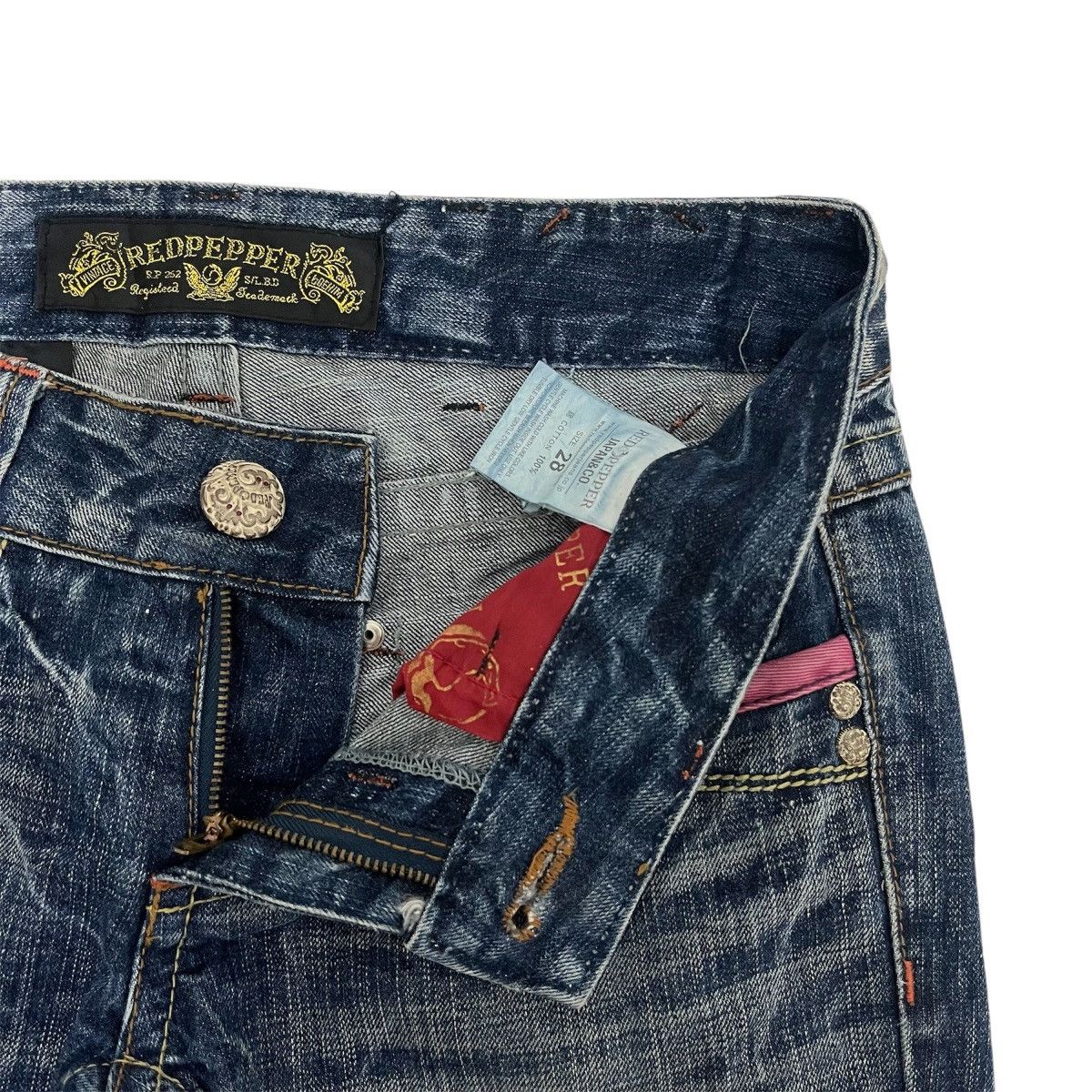 Hysteric Glamour FLARE JEANS RED PEPPER EMBROIDERY DENIM BOOT CUT PANTS Size 28" / US 6 / IT 42 - 12 Thumbnail