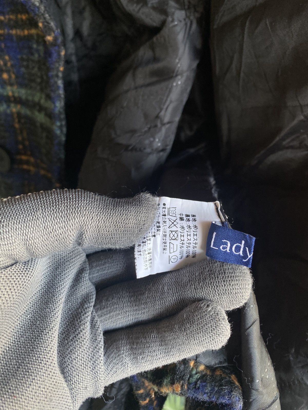 Japanese Brand Vintage 90s Plaid Double-Breasted Wool Coat by Like Lady Size L / US 10 / IT 46 - 8 Thumbnail