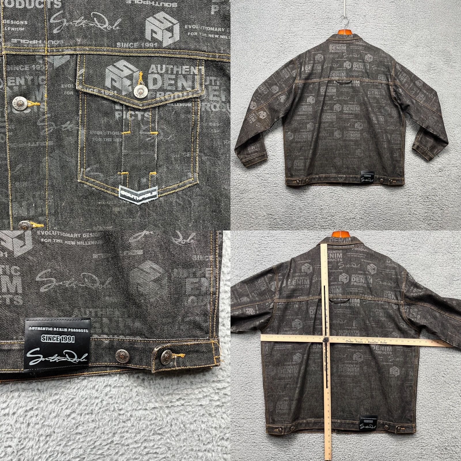 Southpole VINTAGE SouthPole Waxed Denim Jacket Mens XL Black AOP Graffiti Streetwear Logo Jacket Size US XL / EU 56 / 4 - 8 Thumbnail