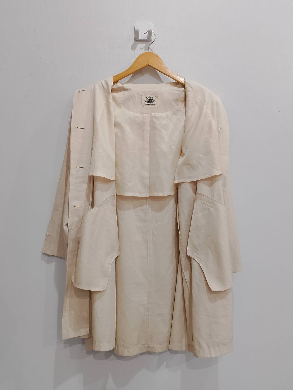 Le Grande Bleu (L.G.B.) MENER BATEAU Made in Japan🇯🇵 Beige Ester Long Coat Jacket Size L / US 10 / IT 46 - 3 Thumbnail
