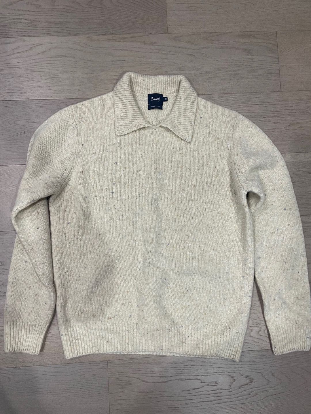 Drake's Drake's Ecru Donegal Lambswool Integral Collar Knit -sz 42 ...