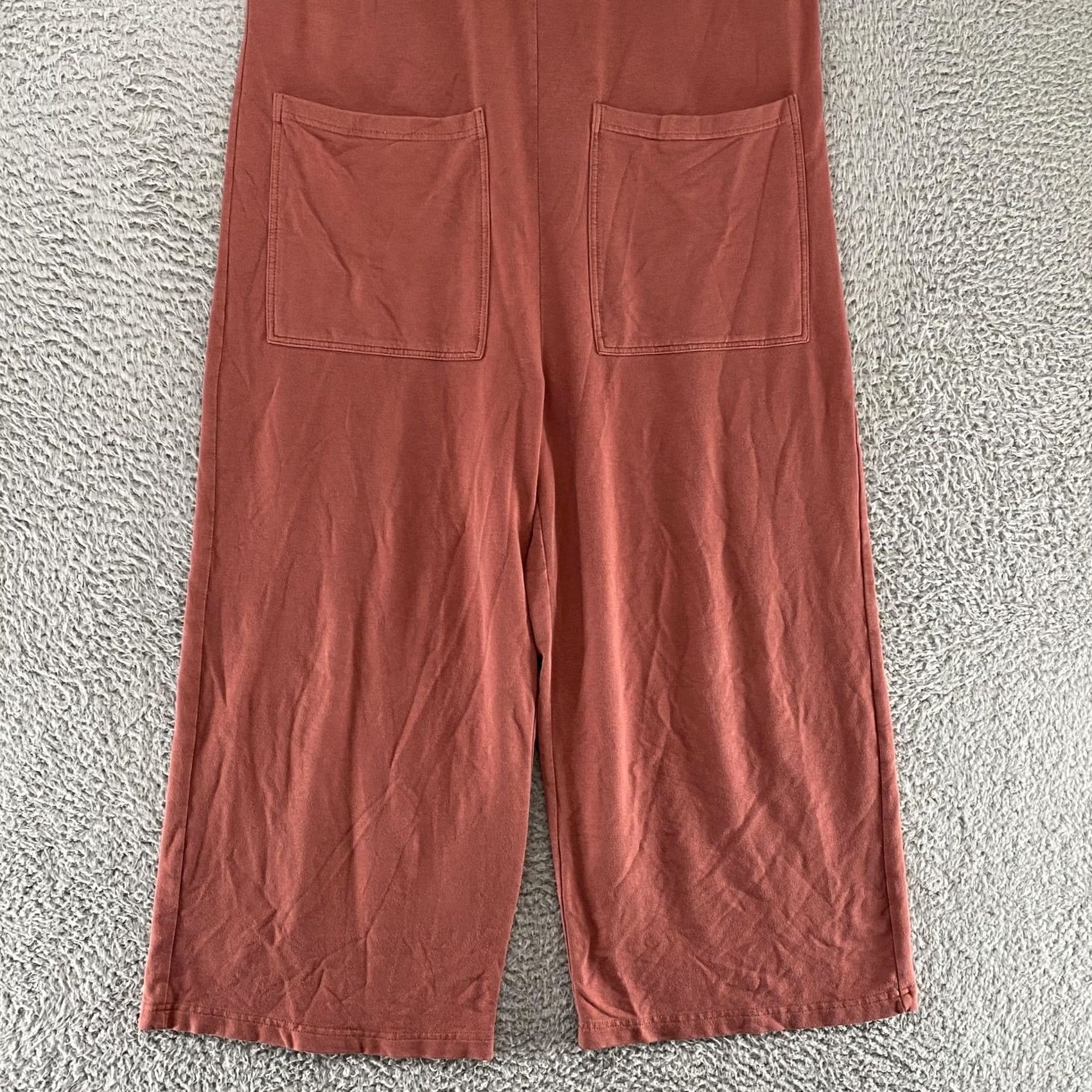 Marine Layer VINTAGE? Marine Layer Jumpsuit Womens Small Rust Wide Leg Pockets Lounge Ankle Terry Size 28" / US 6 / IT 42 - 3 Thumbnail