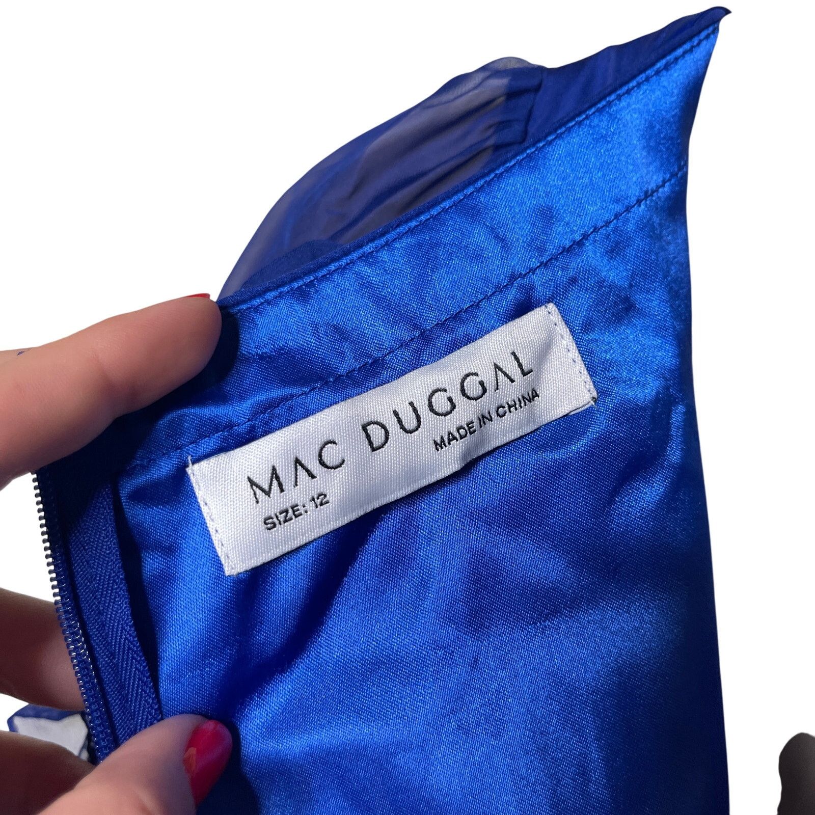 Other New Mac Duggal Blue Cascade Ruffle Puff Sleeve A Line Gown Size XL / US 12-14 / IT 48-50 - 11 Thumbnail