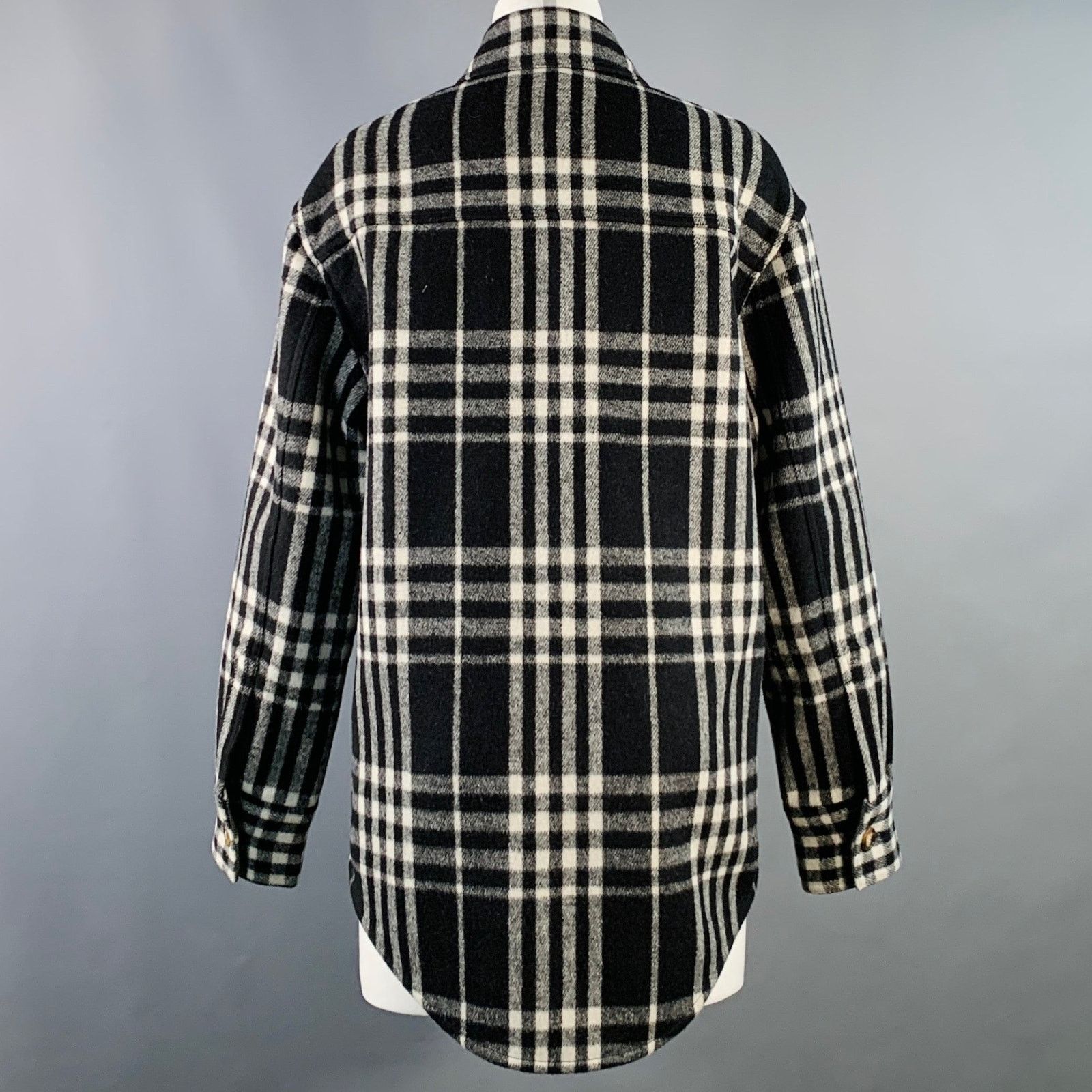 Reformation REFORMATION Size M Black White Wool Blend Plaid Shirt Jacket Size M / US 6-8 / IT 42-44 - 4 Thumbnail