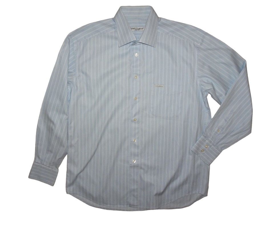 Dolce & Gabbana DOLCE&GABBANA STRIPPED COTTON SHIRT Size 48R - 1 Thumbnail