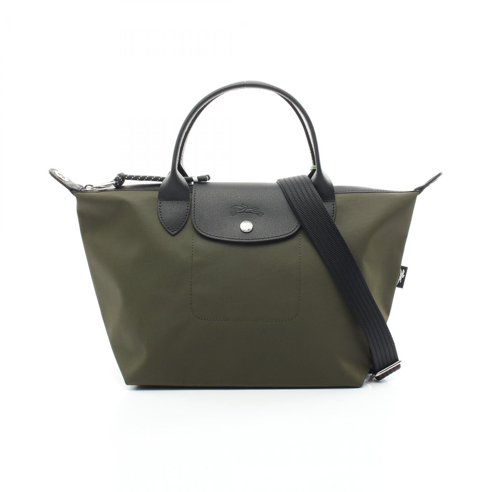 Longchamp Longchamp Le Preage Energy S Top Handle Handbag Tote Bag Canvas Leather Khaki Green Black Size ONE SIZE - 1 Thumbnail