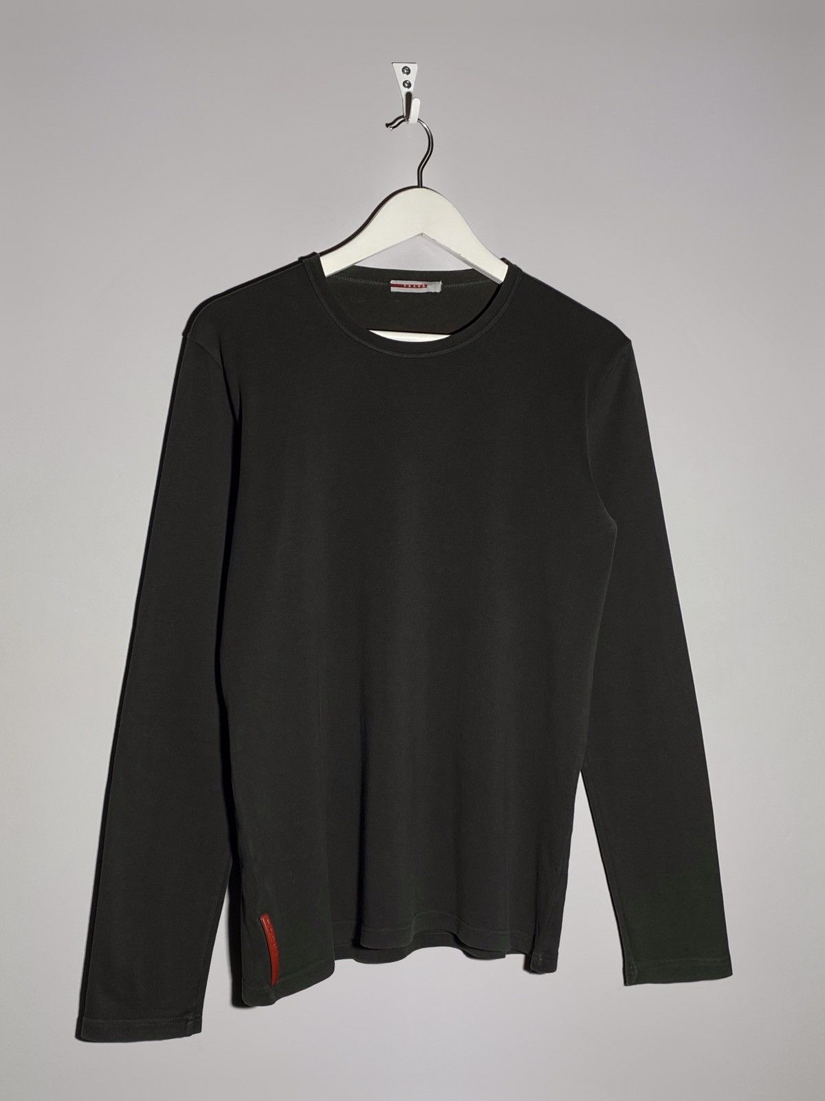 image of Vintage Authentic Prada Red Tab Long Sleeve in Fade To Grey, Men's (Size Large)