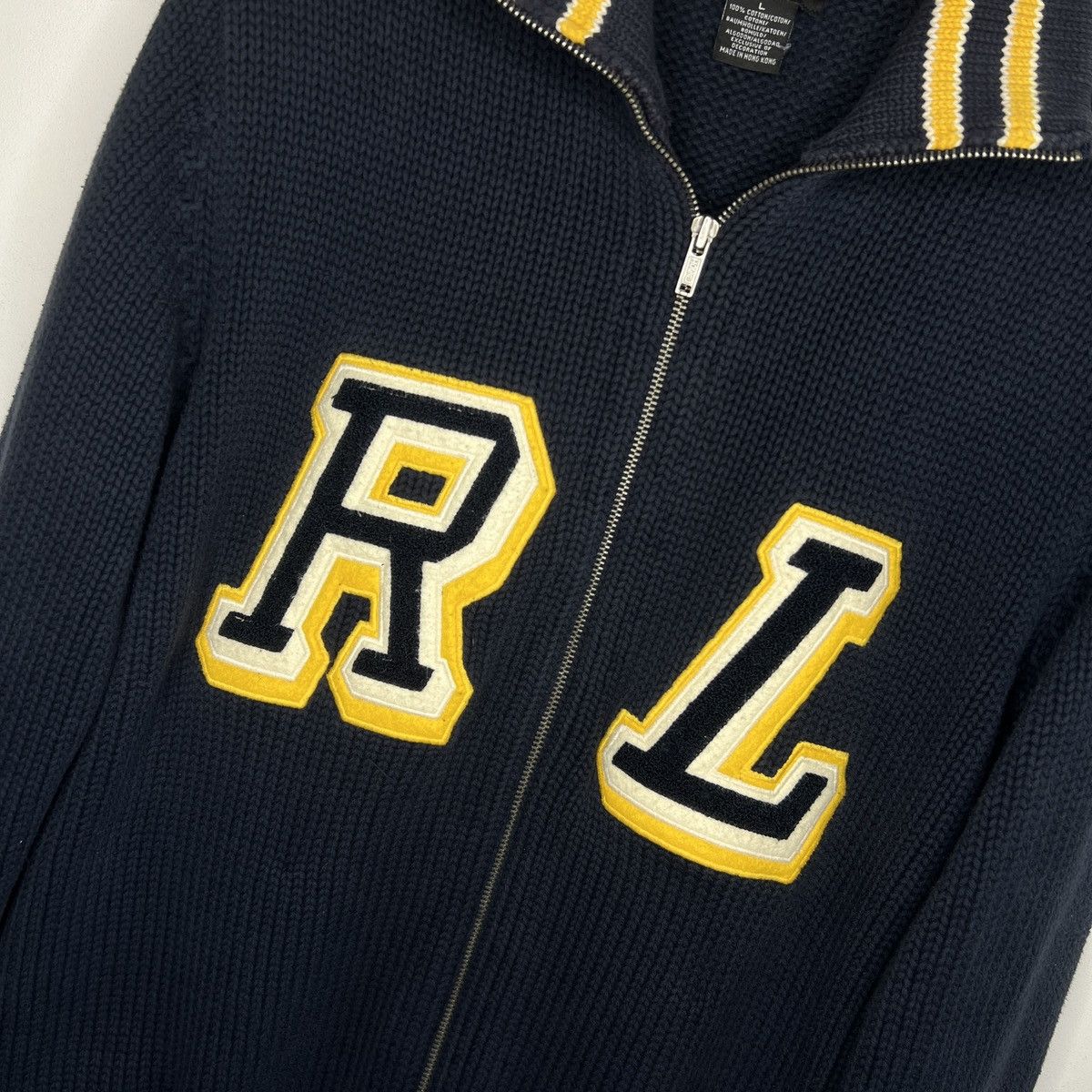 Polo Ralph Lauren × Ralph Lauren × Vintage Vintage Ralph Lauren Chunky Heavy Knit Jacket Zip Jumper Y2K Size US L / EU 52-54 / 3 - 4 Thumbnail