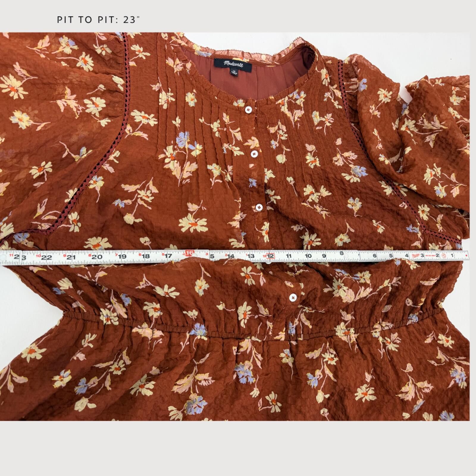 Madewell Madewell Floral Long Sleeve Mini Dress 1X Size XL / US 12-14 / IT 48-50 - 7 Thumbnail