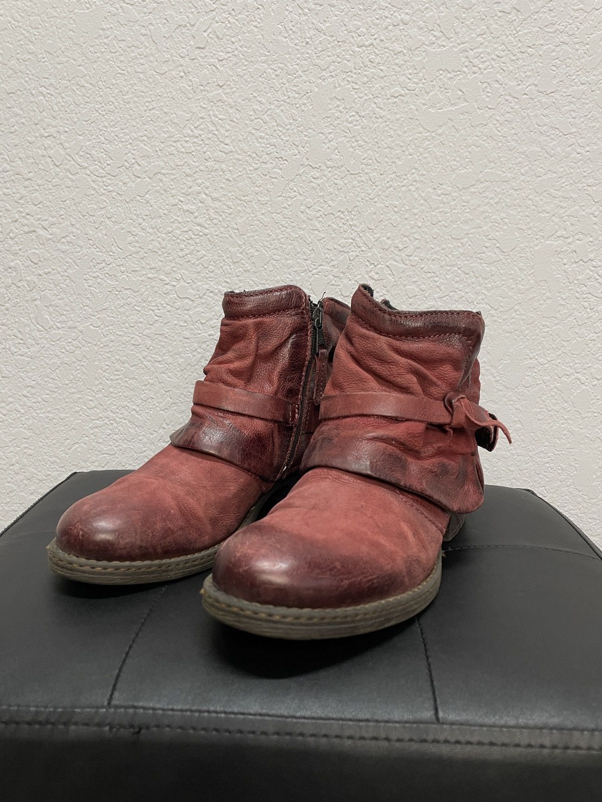 If Six Was Nine Vintage Italian AS98 Heel Leather Biker Boots In Dark Red Size US 7 / IT 37 - 3 Thumbnail