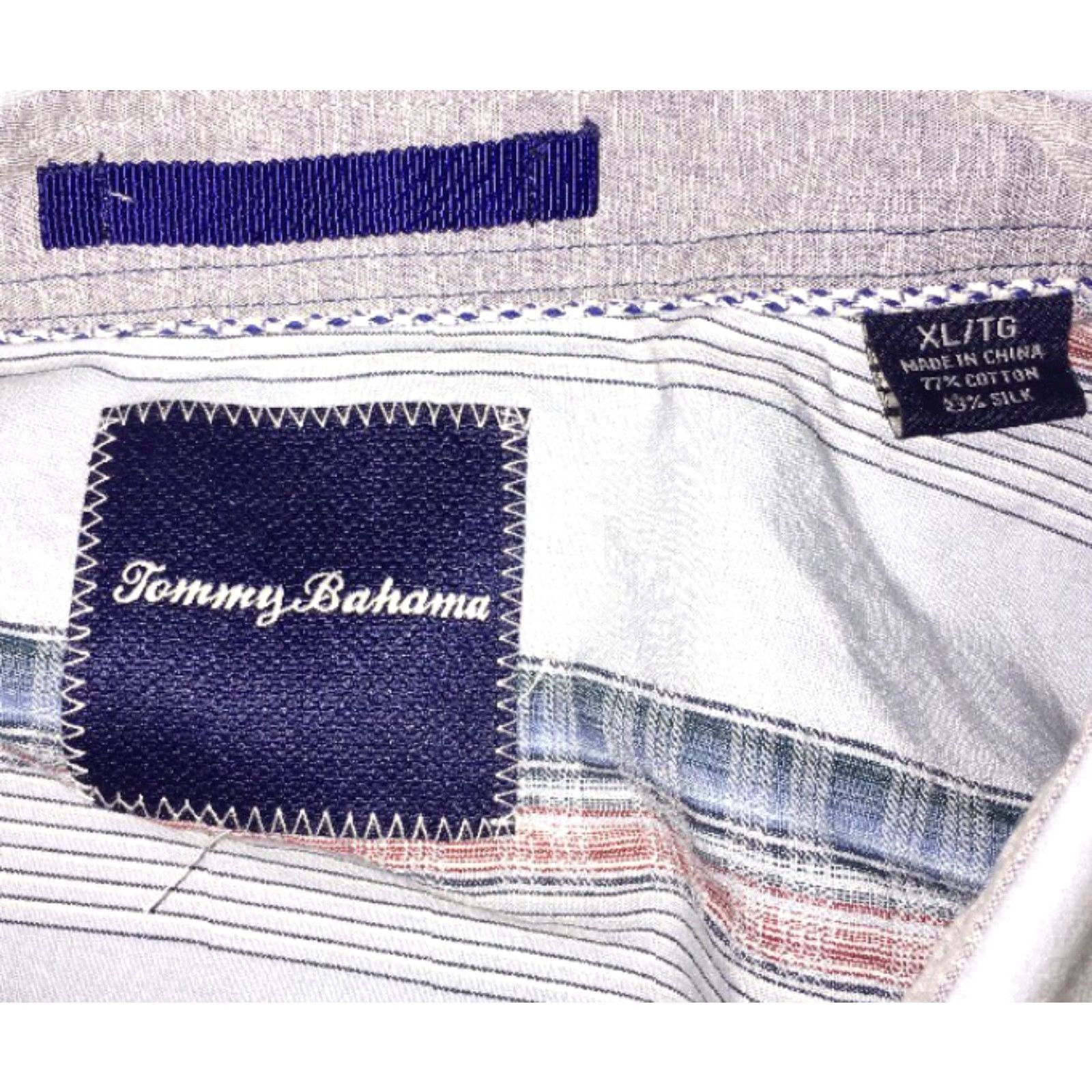 Tommy Bahama VINTAGE Tommy Bahama Shirt XL Men's Blue Long Sleeve Button-Front Silk Cotton Striped 24" Pit to Pit Size US XL / EU 56 / 4 - 5 Thumbnail