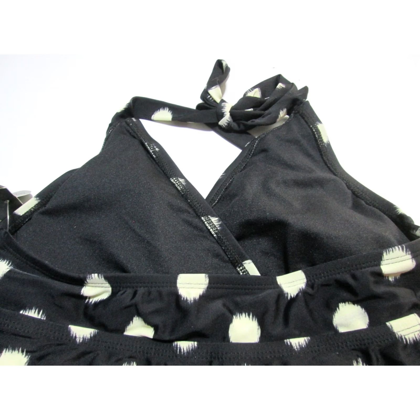 Mossimo Mossimo Womens Tankini S Black Polka Dot Halter Wireless Unlined Beach Sea Swim Pattern XS? Size ONE SIZE - 2 Thumbnail