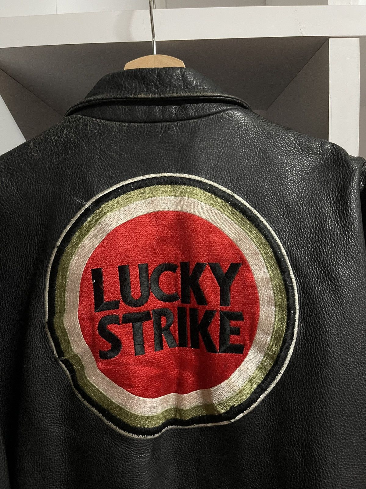 Vintage Vtg Lucky Strike Big Logo Leather Jacket Size US S / EU 44-46 / 1 - 5 Thumbnail