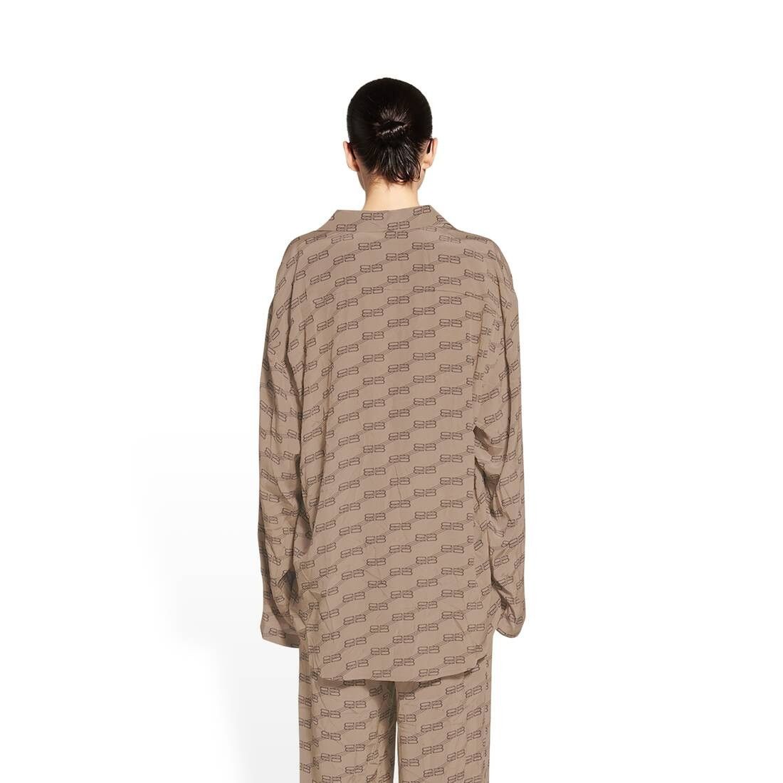 Balenciaga o1mt1gz0325 BB Monogram Minimal Shirt in Beige/Brown Size M / US 6-8 / IT 42-44 - 5 Thumbnail