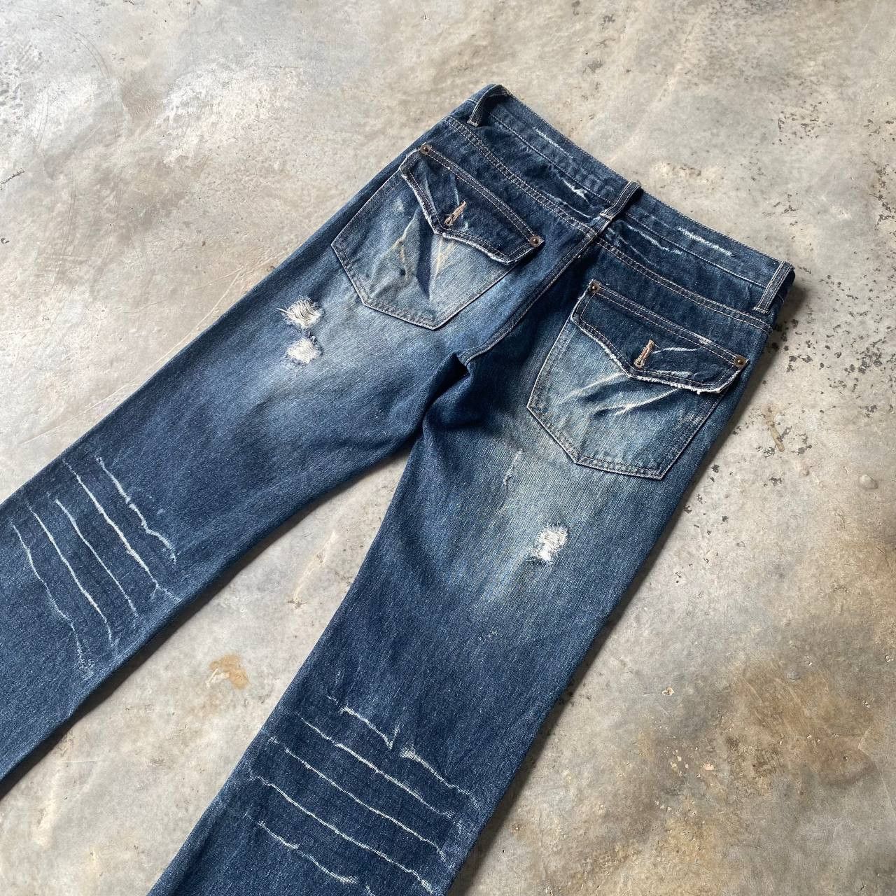 LOWBOX ARCHIVE Lowbox "Shredded" Distressed Flare Cyberpunk Size US 29 - 12 Thumbnail