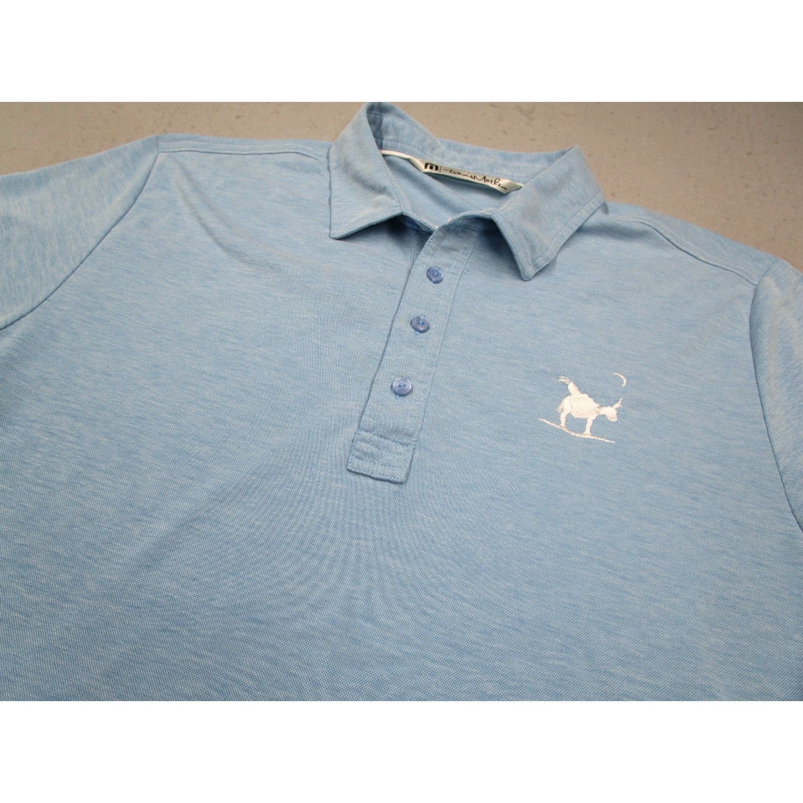TravisMathew Travis Mathew Shirt Mens Large Blue Pima Blend Performance Polo Golf Logo Size US L / EU 52-54 / 3 - 2 Thumbnail
