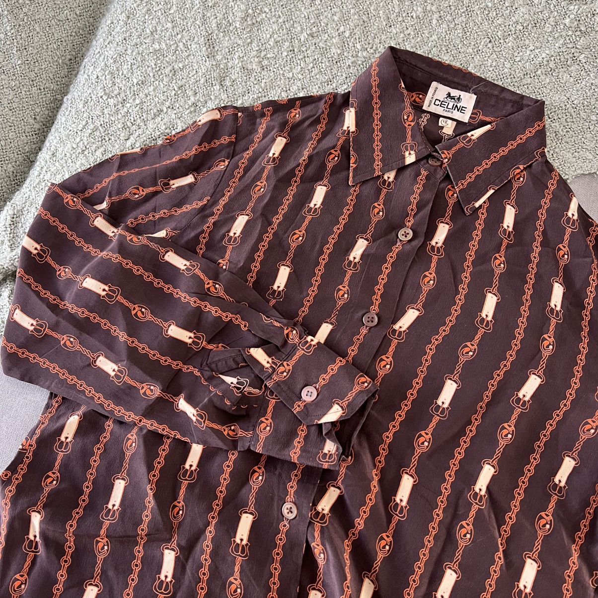 Celine Celine Brown silk full printed Size S / US 4 / IT 40 - 5 Thumbnail