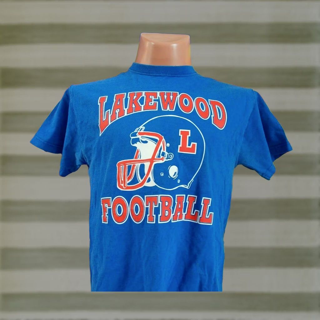 Fruit Of The Loom VINTAGE LAKEWOOD LANCERS Football T-Shirt Mens Medium Blue Cotton Fruit of the Loom Size US M / EU 48-50 / 2 - 1 Thumbnail